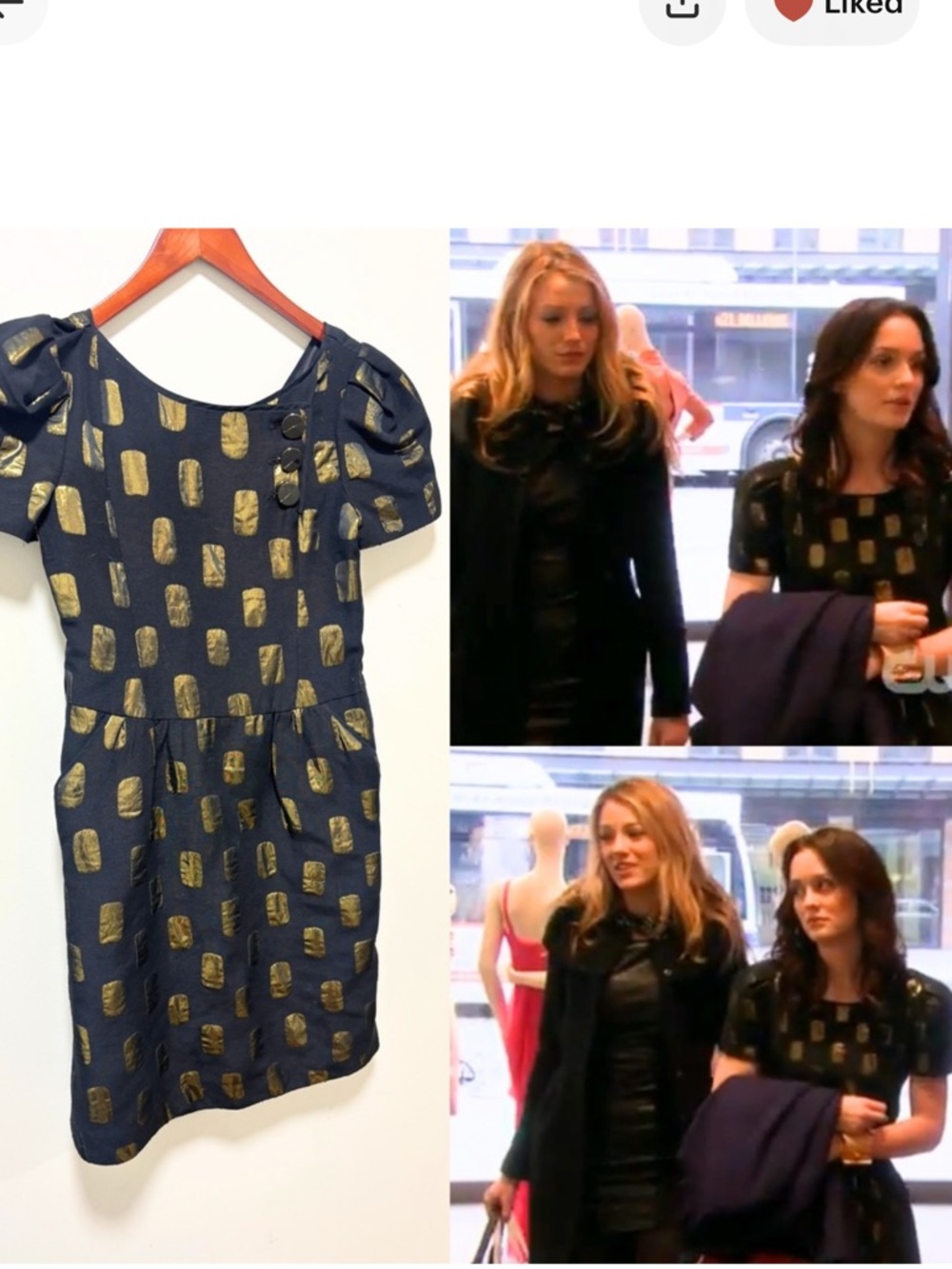 Marc Jacobs Black Mini Dress with Gold Metallic Motif Sz 2 - Picture 5 of 10